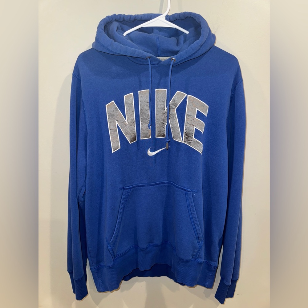 Nike Men's Royal Blue Hoodie with‎ Silver Logo Size Large